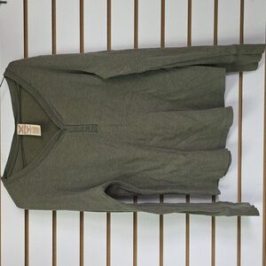 Long Sleeve Button Front Green Top